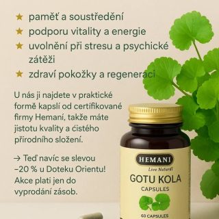 ✨ Gotu Kola od Hemani – nyní v akci -20 %! ✨ Hledáte přírodní podporu pro paměť, soustředění a vitalitu? Gotu Kola, známá...